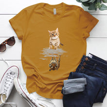 Load image into Gallery viewer, Cat &amp; Tiger Print Graphic T Shirt freeshipping - Tyche Ace
