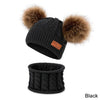 Unisex Pompom Knitted Hat and Scarf Beanie Hats Sets For Kids