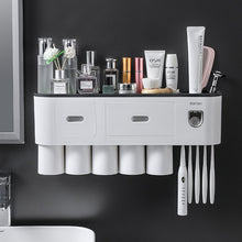 Load image into Gallery viewer, Toothbrush Holder Magnetic Cups Automatic Toothpaste Dispenser Storage
