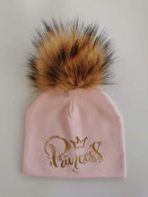 Load image into Gallery viewer, Golden Princess Prince Letter Design Pompom Cute Beanie Hats Kids
