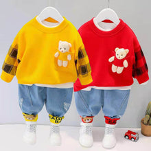 Load image into Gallery viewer, Cartoon Animal Design Sweater + Warm Pants Suit For Kids
