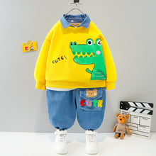 Load image into Gallery viewer, Cartoon Animal Design Sweater + Warm Pants Suit For Kids
