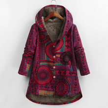 Load image into Gallery viewer, Versear Female Jacket Plush Coat Women Windbreaker Winter Warm Outwear Floral Print Hooded Pockets Vintage Oversized Coats Plus freeshipping - Tyche Ace
