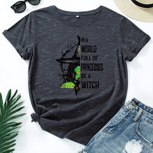 Load image into Gallery viewer, JCGO Fashion Summer T Shirt Women Plus Size 5XL Cotton Halloween Witch Print Female Short Sleeve Tshirts Casual Lady Tops Tee freeshipping - Tyche Ace
