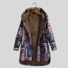 Load image into Gallery viewer, Versear Female Jacket Plush Coat Women Windbreaker Winter Warm Outwear Floral Print Hooded Pockets Vintage Oversized Coats Plus freeshipping - Tyche Ace
