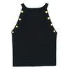 Golden Buttons Hollow Out Design Thin Knitted Sleeveless Stylish Top For Women