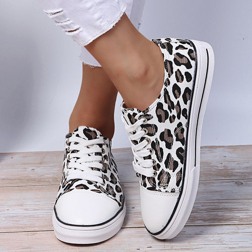 Women Lace-Up Leopard Print Canvas Shoes freeshipping - Tyche Ace