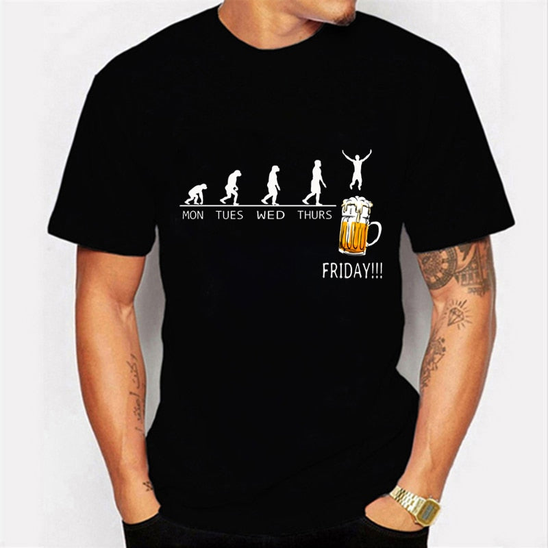 Men Funny Graphic Friday Beer Print T Shirts freeshipping - Tyche Ace