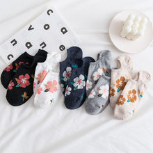 Load image into Gallery viewer, 5 Pairs Women Floral Cotton Ankle Invisible Socks freeshipping - Tyche Ace
