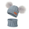 Unisex Pompom Knitted Hat and Scarf Beanie Hats Sets For Kids
