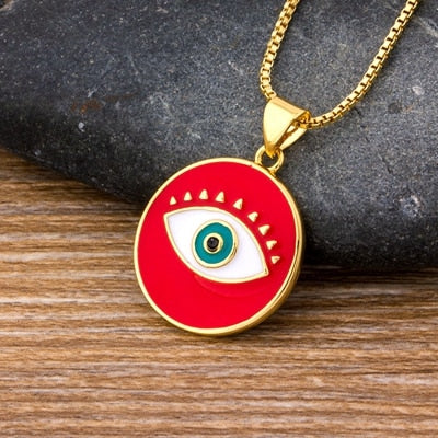 Encrusted Eye Fine Polished Women's Pendant Necklace