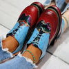 Flat Printed Vintage Round Toe Tassel & Lace Up Shoes For Women