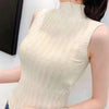 Plain Knitted Sleeveless Crop Tank Tops For Women