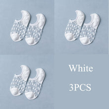 Load image into Gallery viewer, 3 Pairs Transparent Lace Flower Design Elastic Invisible Boat Best Socks For Women freeshipping - Tyche Ace

