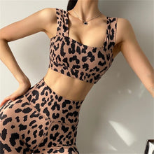 Load image into Gallery viewer, Women Leopard Print Shockproof Push Up Running Gym Fitness Bra
