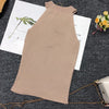 Zip Design Knitted Off-Shoulder Sleeveless Short Tank Tops for Women