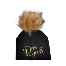 Load image into Gallery viewer, Golden Princess Prince Letter Design Pompom Cute Beanie Hats Kids
