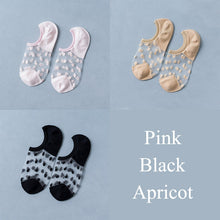 Load image into Gallery viewer, 3 Pairs Transparent Lace Flower Design Elastic Invisible Boat Best Socks For Women freeshipping - Tyche Ace
