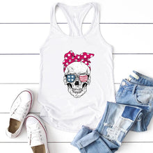 Load image into Gallery viewer, Skull Scarf Sunglasses Print Tank Top freeshipping - Tyche Ace
