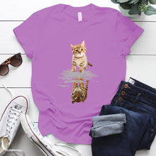 Load image into Gallery viewer, Cat &amp; Tiger Print Graphic T Shirt freeshipping - Tyche Ace
