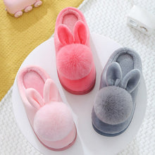 Load image into Gallery viewer, Unisex Cute Bunny Cartoon Cotton Warm Faux Fur Slippers For Kids
