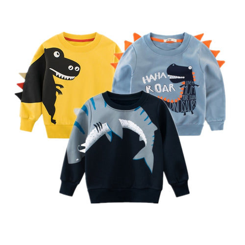Dinosaur Printed Cartoon Long Sleeved Sweaters For Boys