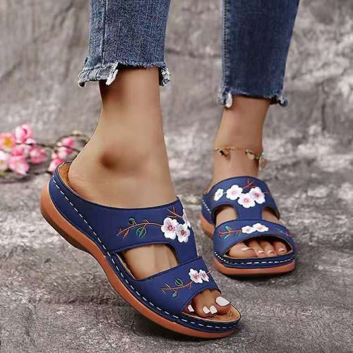 Women Summer Embroidered Soft Comfortable Open Toe Sandals