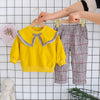 Plaid Letter Print Letter Print Design Baby Girl Sweater Two Piece Suit