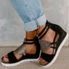 Slope Heel Woven Rope Animal Print Platform Sandals freeshipping - Tyche Ace