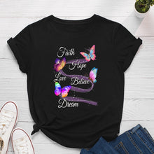 Load image into Gallery viewer, Colourful Butterfly Printed T Shirt freeshipping - Tyche Ace
