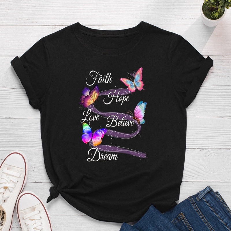 Colourful Butterfly Printed T Shirt freeshipping - Tyche Ace