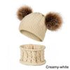 Unisex Pompom Knitted Scarf And Beanie Hats Sets For Kids