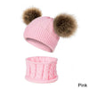 Unisex Pompom Knitted Hat and Scarf Beanie Hats Sets For Kids