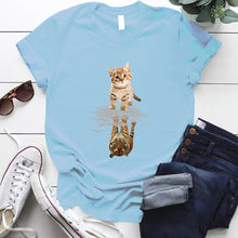 Load image into Gallery viewer, Cat &amp; Tiger Print Graphic T Shirt freeshipping - Tyche Ace
