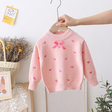 Load image into Gallery viewer, Knitted Bowknot Pullover Embroidered Love Jumper For Girls
