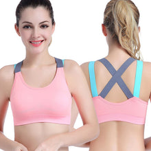 Load image into Gallery viewer, Comfy Push Up Cross Straps Wireless Padded Gym Bra Fitness Top
