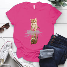 Load image into Gallery viewer, Cat &amp; Tiger Print Graphic T Shirt freeshipping - Tyche Ace
