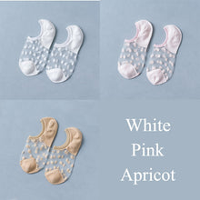 Load image into Gallery viewer, 3 Pairs Transparent Lace Flower Design Elastic Invisible Boat Best Socks For Women freeshipping - Tyche Ace
