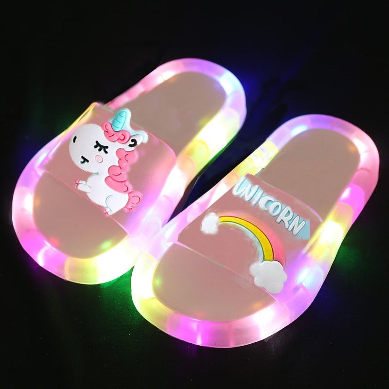 Children Unisex Unicorn Luminous Soft Heel Non-Slip  Flip Flops freeshipping - Tyche Ace