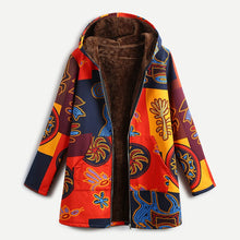 Load image into Gallery viewer, Versear Female Jacket Plush Coat Women Windbreaker Winter Warm Outwear Floral Print Hooded Pockets Vintage Oversized Coats Plus freeshipping - Tyche Ace
