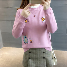 Load image into Gallery viewer, Little Bee Embroidery Loose Warm Sweater freeshipping - Tyche Ace
