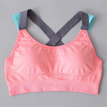 Load image into Gallery viewer, Comfy Push Up Cross Straps Wireless Padded Gym Bra Fitness Top
