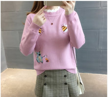 Load image into Gallery viewer, Little Bee Embroidery Loose Warm Sweater freeshipping - Tyche Ace
