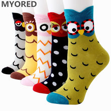 Load image into Gallery viewer, 5 Pack 3D Owl Cartoon  Design Cute Socks For Women freeshipping - Tyche Ace

