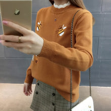 Load image into Gallery viewer, Little Bee Embroidery Loose Warm Sweater freeshipping - Tyche Ace
