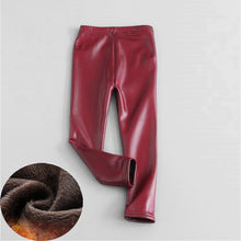 Load image into Gallery viewer, Winter Thick Velvet Pencil Faux PU Leather Legging For Girls - Tyche Ace
