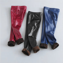 Load image into Gallery viewer, Winter Thick Velvet Pencil Faux PU Leather Legging For Girls - Tyche Ace
