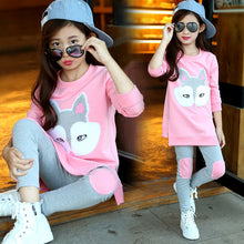 Load image into Gallery viewer, Fox Cartoon Long Sleeve Sweatshirt Suit For Kids
