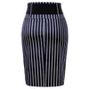 Elegant Pinstripe High Waist Belt Design Pencil Bodycon Skirts For Women