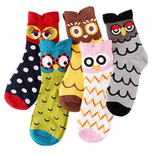 Load image into Gallery viewer, 5 Pack 3D Owl Cartoon  Design Cute Socks For Women freeshipping - Tyche Ace
